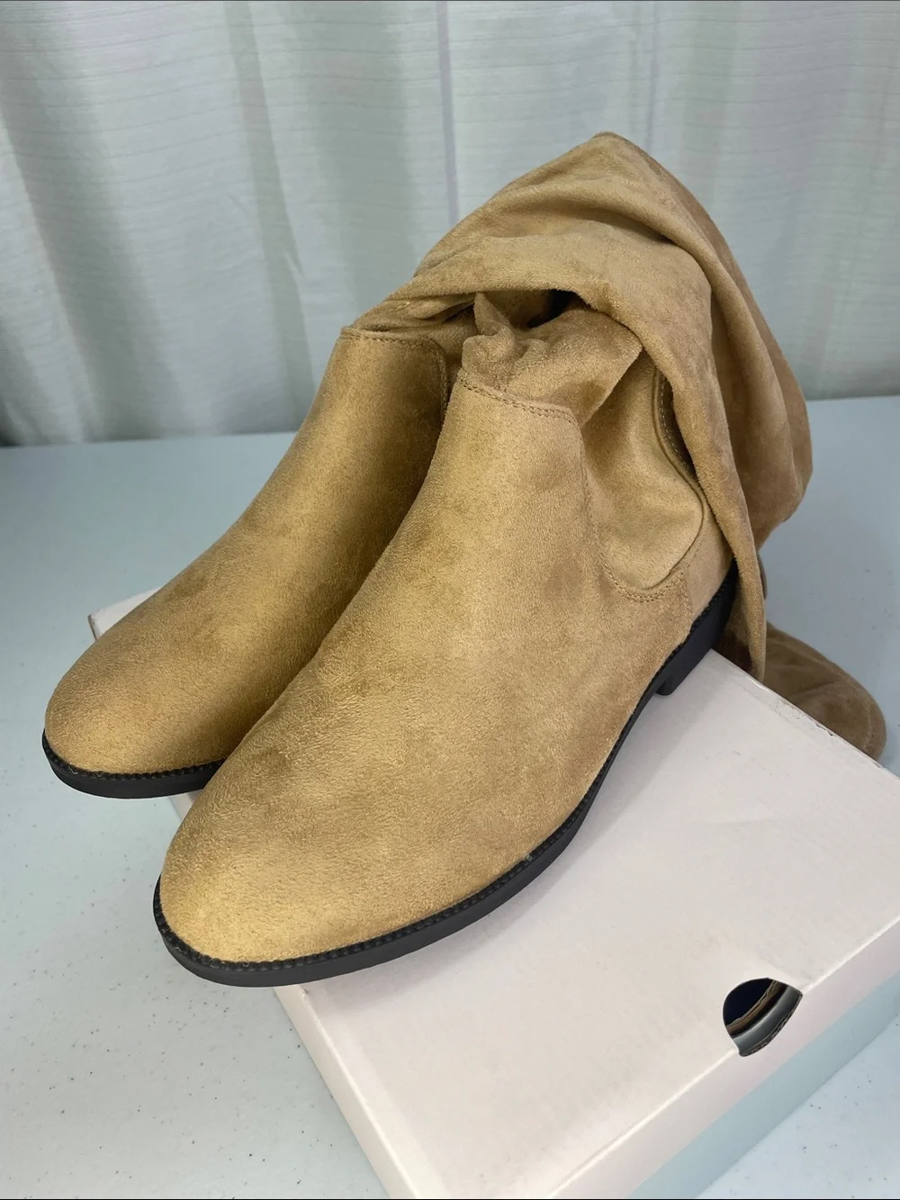 SO Over-the-Knee Suede Boots in Tan